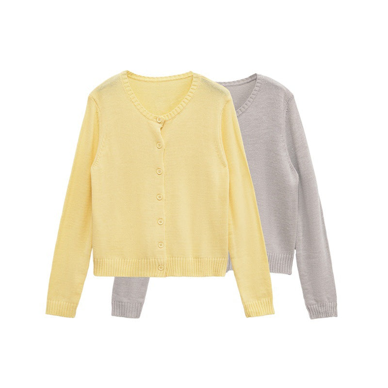 Damen kurzärmelige Strickjacke mit Knopfverschluss Fudus