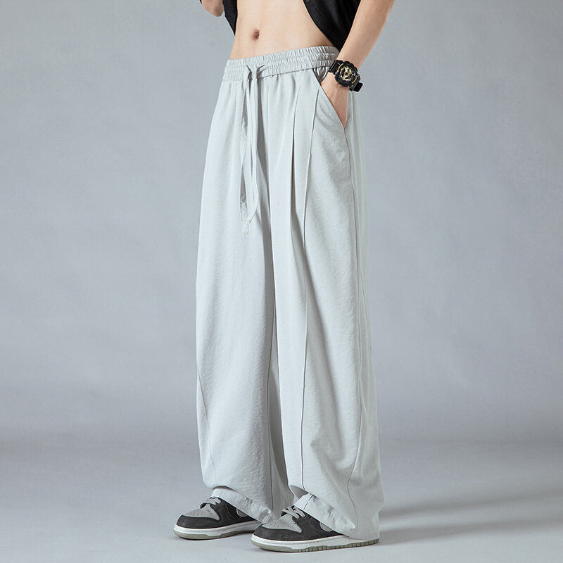 Herren Bequeme und lässige Stoffhose mit elastischem Bund und weit geschnittenem Schnitt Fudus