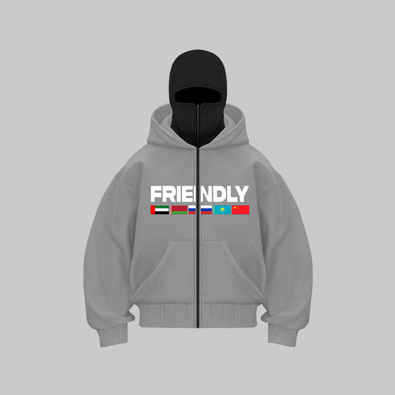 Damen Kapuzenjacke mit festem Reißverschluss und auffälligem grafischen Druck Fudus