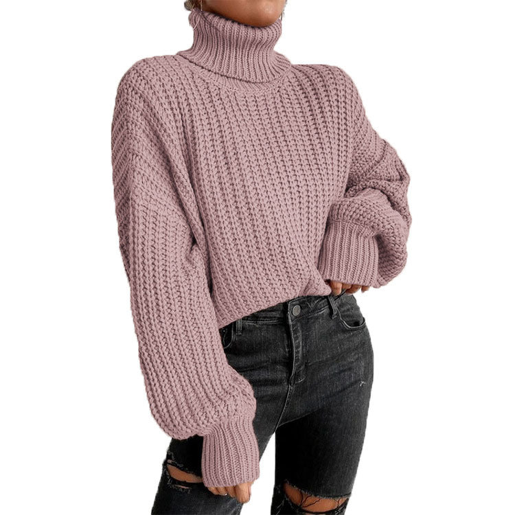 Damen kuscheliger Rollkragenpullover mit strukturiertem Strickmuster Fudus