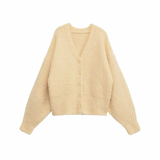 Damen kuscheliger Strickcardigan mit v-Ausschnitt und Knopfdetails Fudus