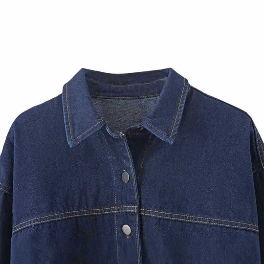 Damen lässige Jeansjacke mit praktischen Taschen Fudus