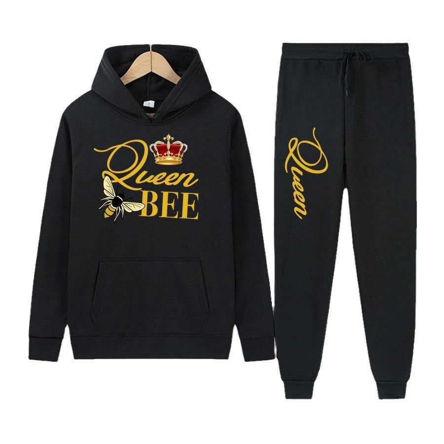 Damen Hoodie und Jogginghose Set mit kreativem "Queen Bee" Design Fudus