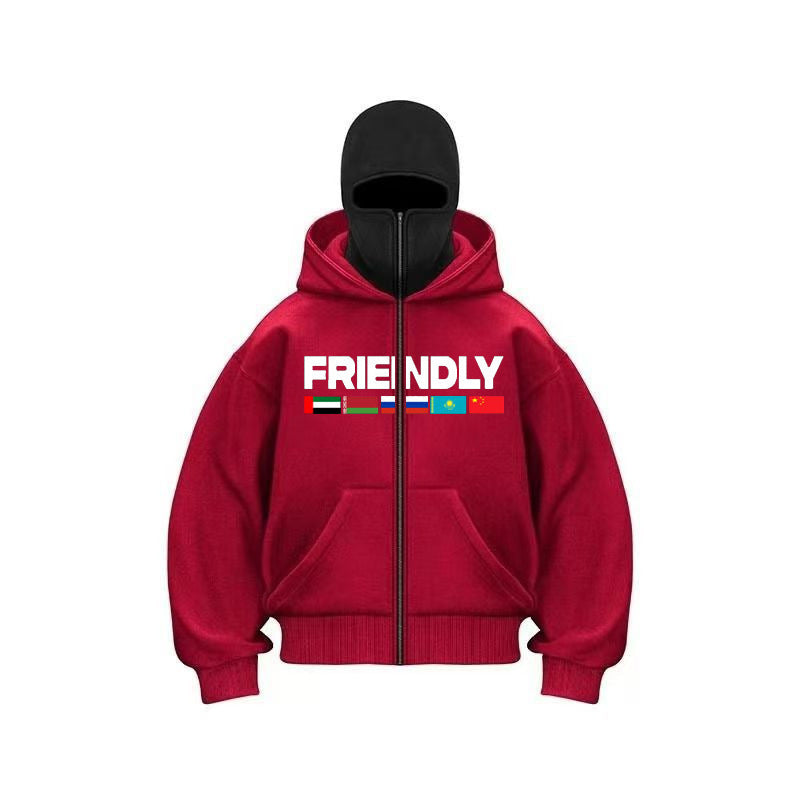 Damen Kapuzenjacke mit festem Reißverschluss und auffälligem grafischen Druck Fudus