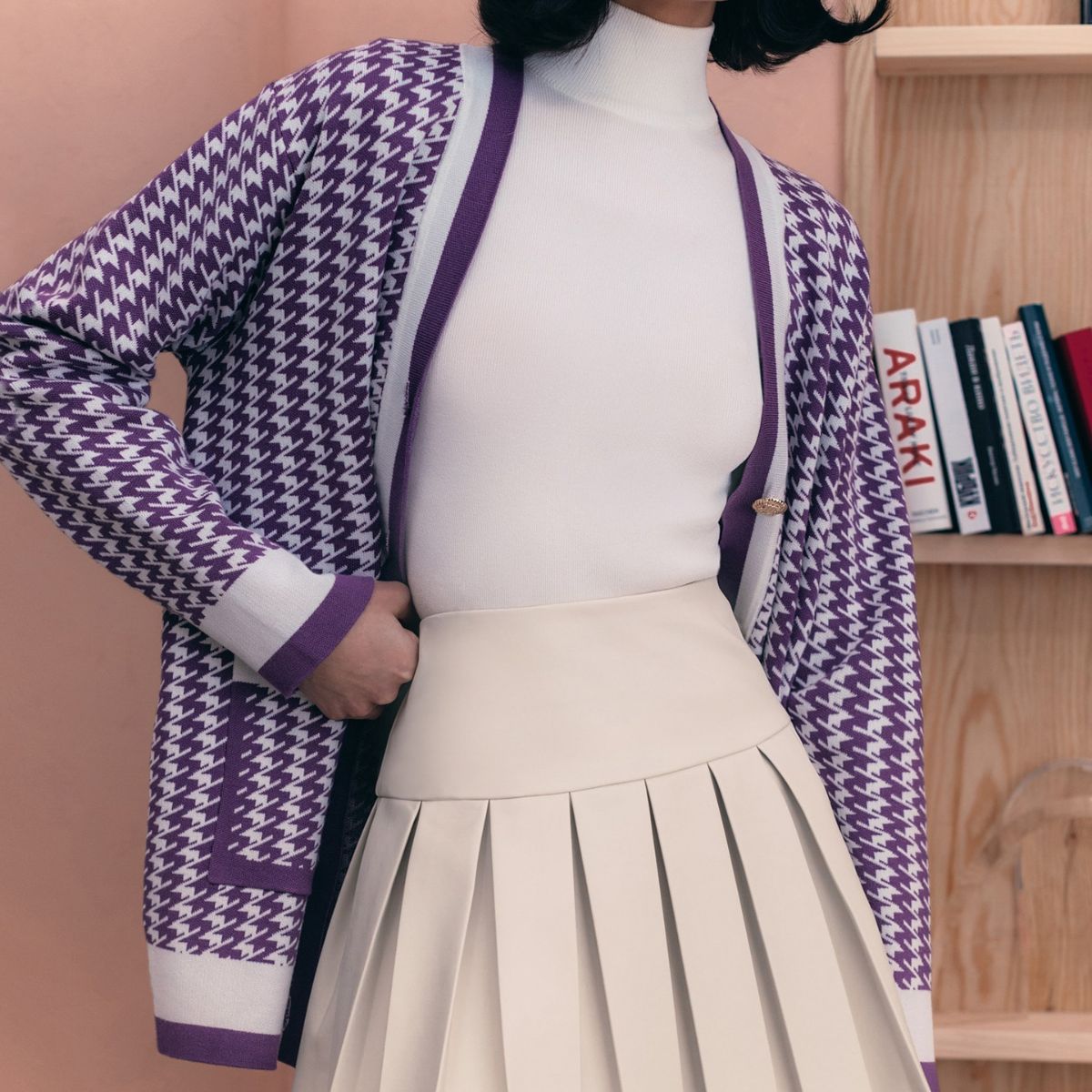 Damen Hüftlanger Strickcardigan mit Knopfverschluss und praktischen Taschen Fudus