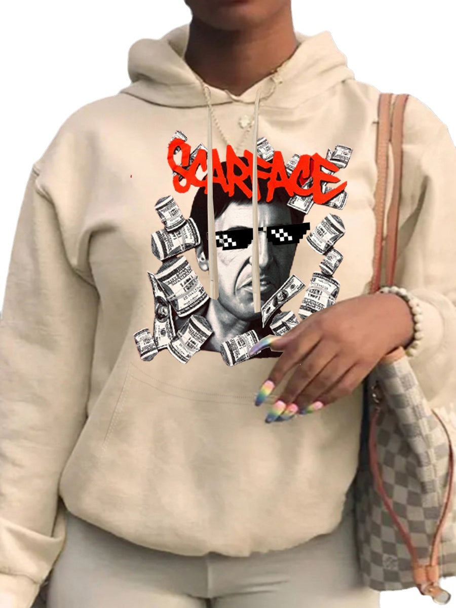 Damen Kapuzenpullover mit kreativem Grafikdruck Fudus