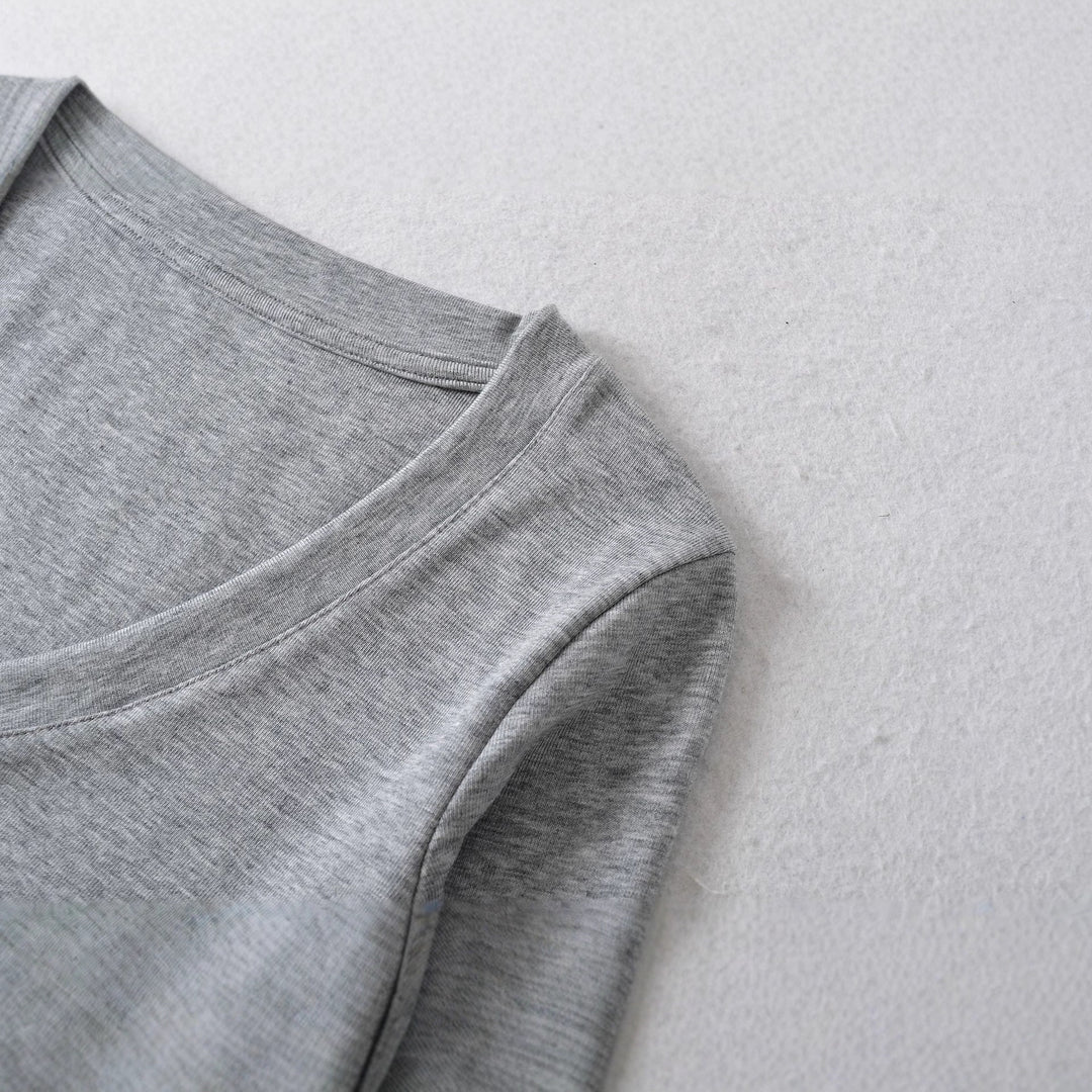 Damen Langärmliges V-Ausschnitt Oberteil Fudus