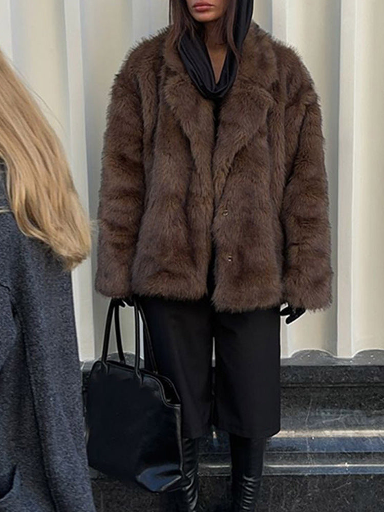 Damen Kunstfelljacke im oversized Design mit lässigem Schnitt Fudus