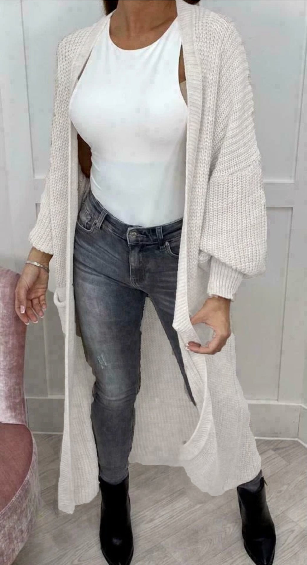 Damen Grobstrickcardigan mit lässiger Passform und langen Ärmeln Fudus