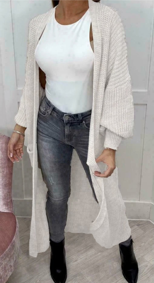 Damen Grobstrickcardigan mit lässiger Passform und langen Ärmeln Fudus