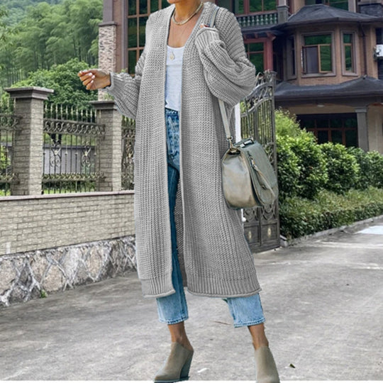 Damen Grobstrick-Longcardigan mit modernem Schnitt und lässigem Design Fudus