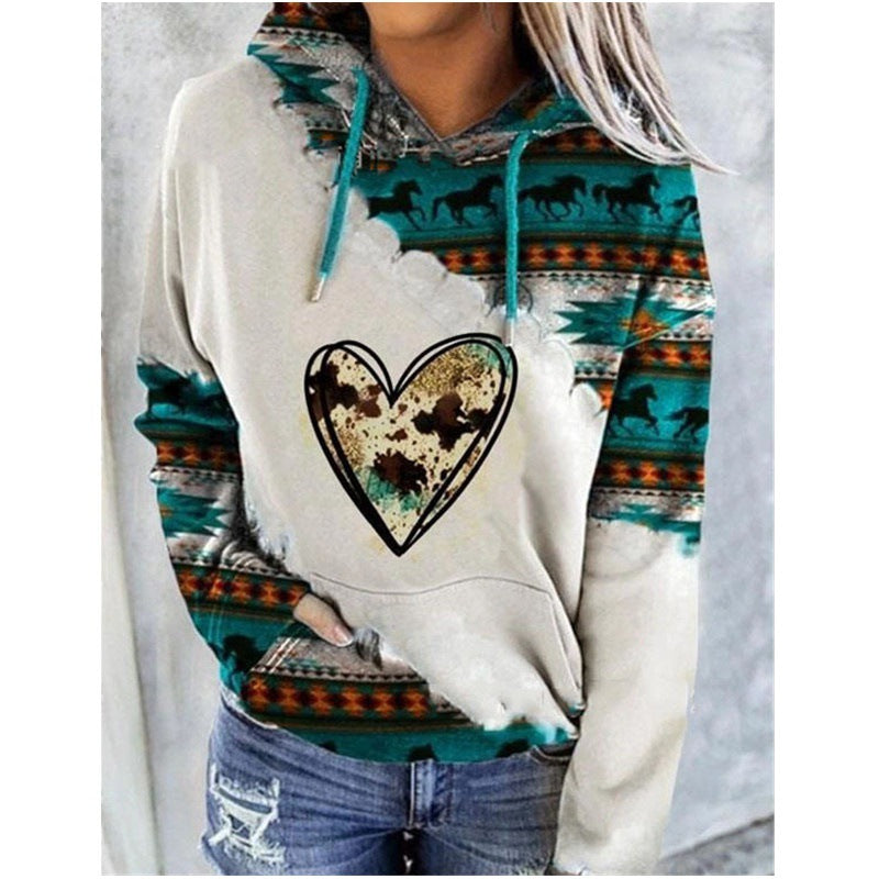 Damen Hoodiekapuzenoberteil im Ethno-Stil Fudus