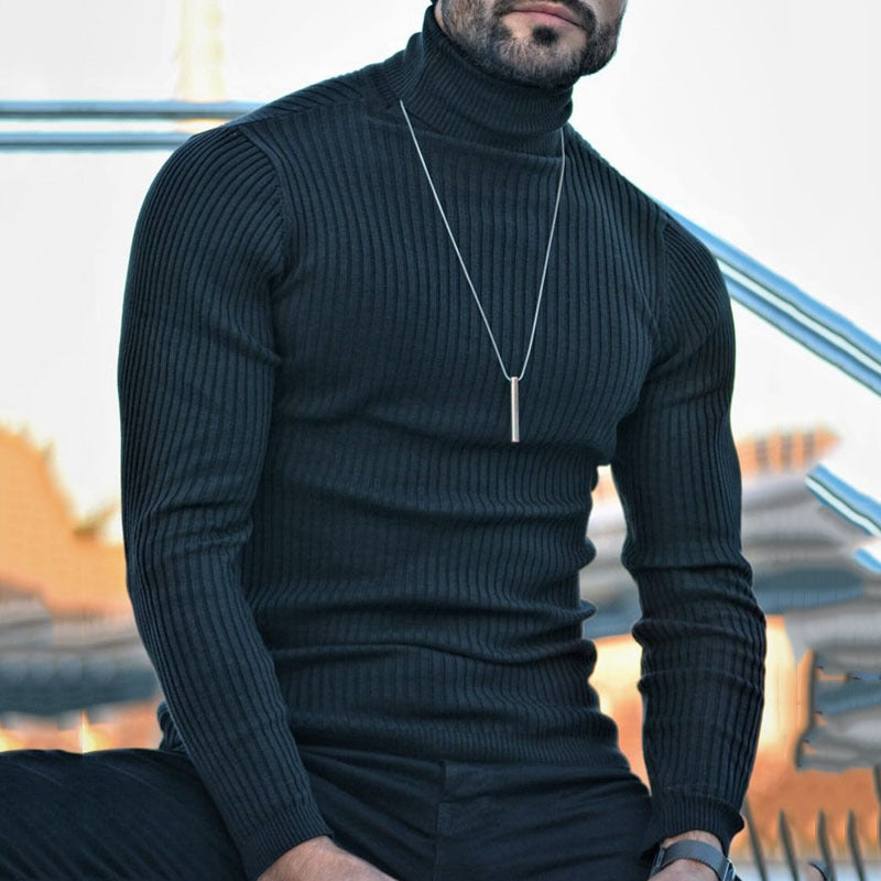 Herren Hochwertiger Rollkragenpullover mit strukturiertem Design Fudus
