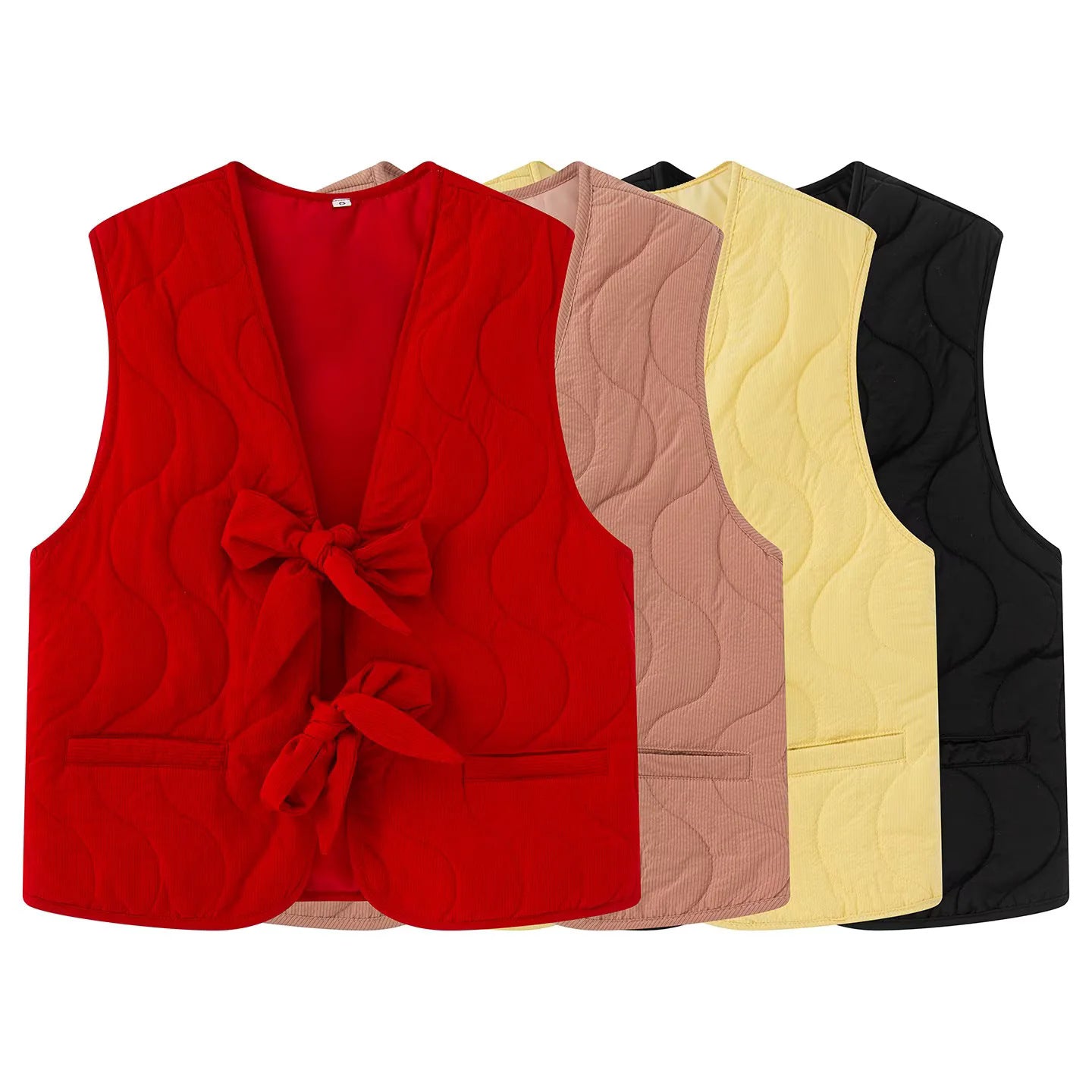 Damen gesteppte Weste mit praktischer Knopfverschlusstechnik und modischen Details Fudus