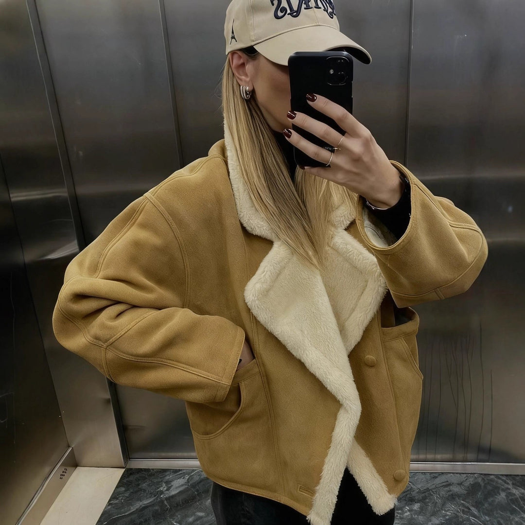 Damen Kuschelige Oversized Jacke Fudus