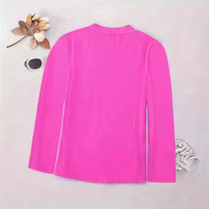 Damen Langärmliges V-Ausschnitt Oberteil mit Rippstruktur Fudus