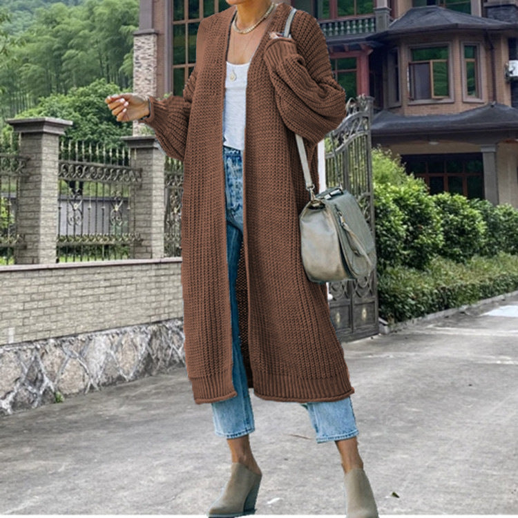 Damen Grobstrick-Longcardigan mit modernem Schnitt und lässigem Design Fudus