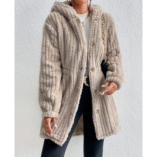 Damen Kuschelige Strickjacke mit langen Ärmeln und voluminösem Schnitt Fudus