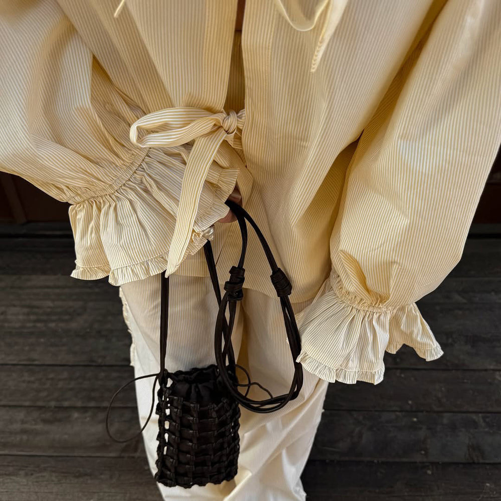 Damen lässige Bluse mit Rüschendetails und tailliertem Schnitt Fudus