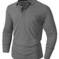 Herren lässiges Langarm-Polo mit innovativem Kragen-Design und praktischer Brusttasche Fudus
