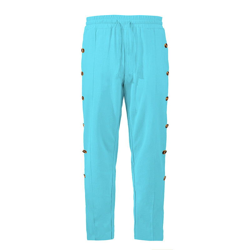 Damen bequeme Jogginghose mit Knopfdetails Fudus