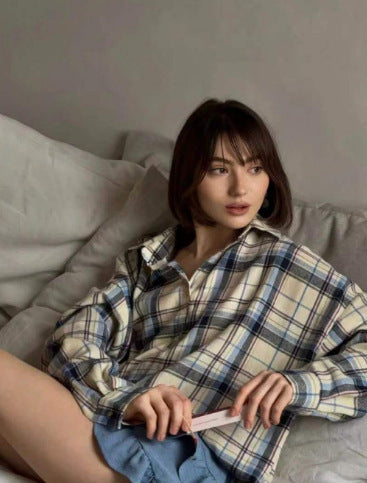 Damen Karierte Overshirt Fudus