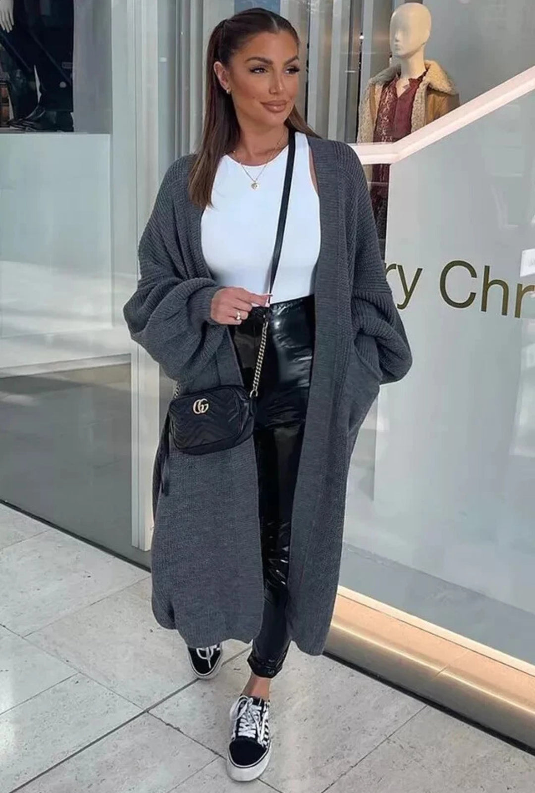 Damen Grobstrickcardigan im lässigen Oversized-Stil mit praktischen Taschen Fudus