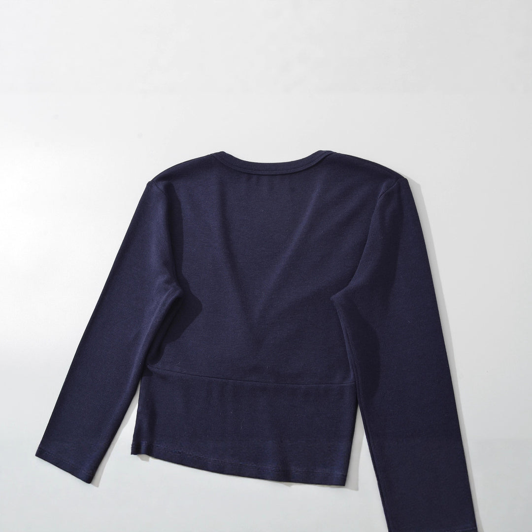 Damen langärmliges Oberteil mit V-Ausschnitt und tailliertem Schnitt Fudus