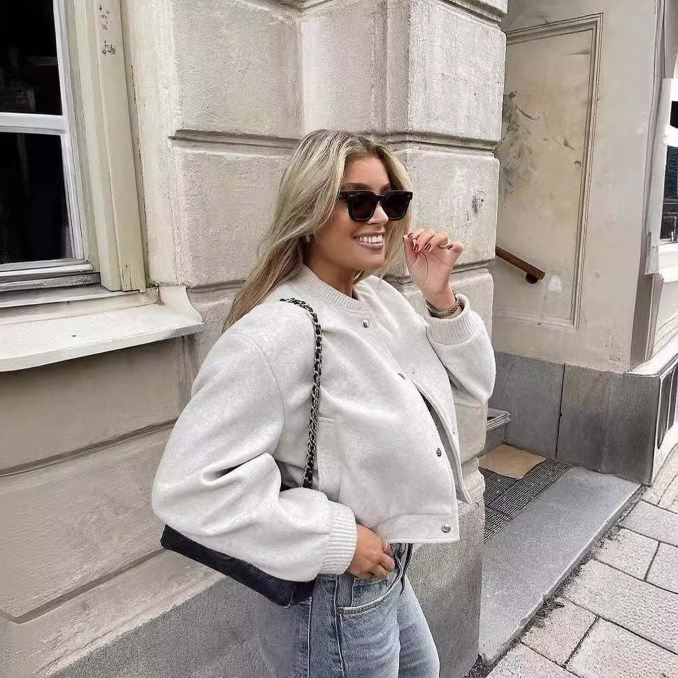 Damen lässige Bomberjacke aus hochwertiger Wollmischung Fudus