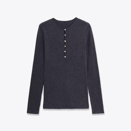 Damen langärmliges Oberteil mit stilvollem Knopfdetail Fudus