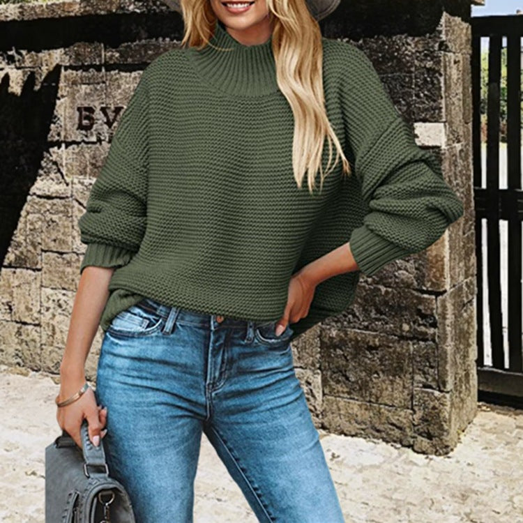 Damen Grobstrickpullover mit hohem Kragen Fudus