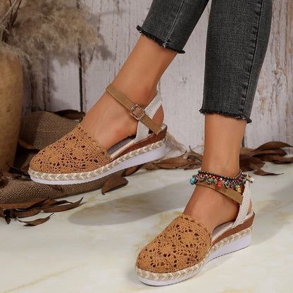 Damen Espadrilles mit Häkel-Optik