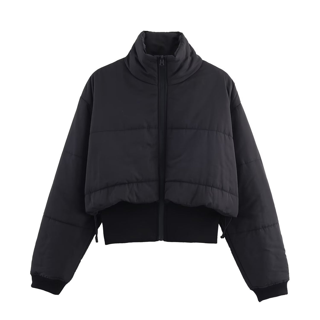 Damen kurze Winterjacke mit hohem Kragen und elastischen Bündchen Fudus