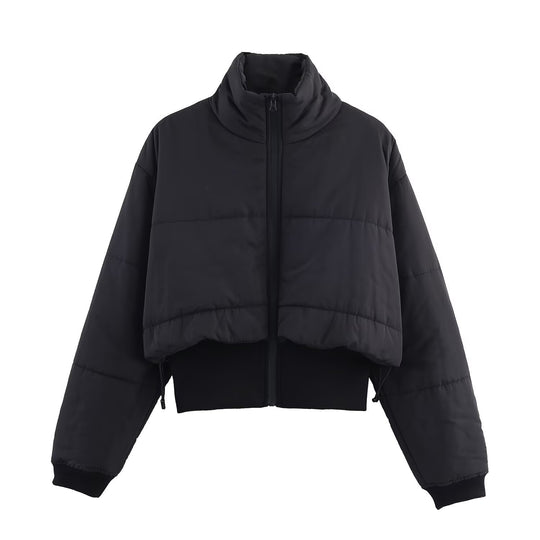 Damen kurze Winterjacke mit hohem Kragen und elastischen Bündchen Fudus