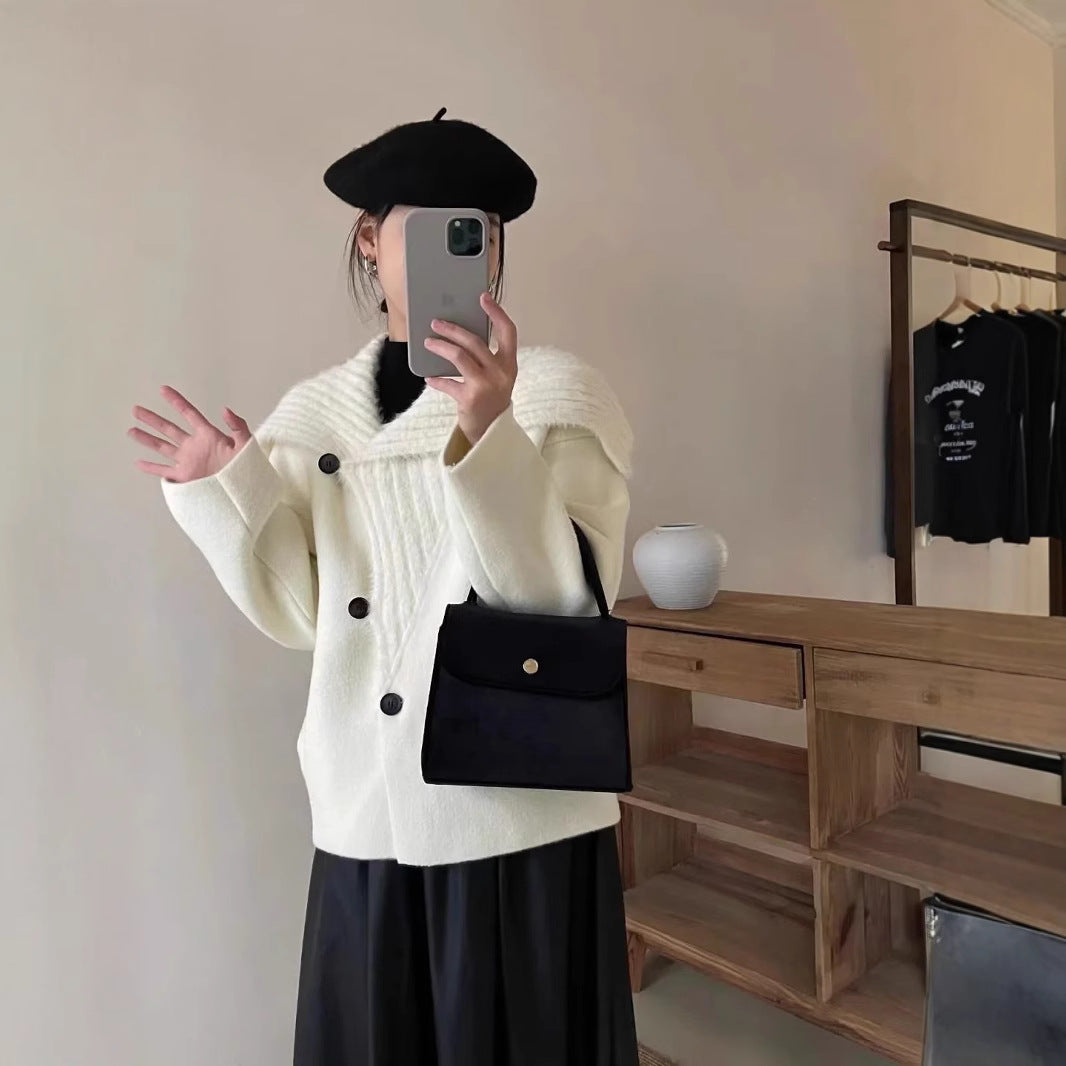 Damen Kuschelige Fleecejacke mit breitem Kragen Fudus