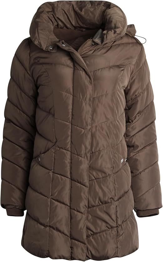 Damen Langer gesteppter Winterparka mit hochgeschlossenem Kragen Fudus