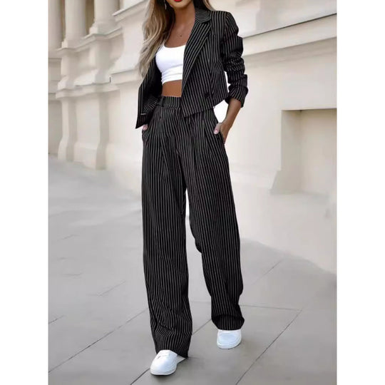 Damen modischer Karoblazer mit dazugehöriger weicher Hose Fudus