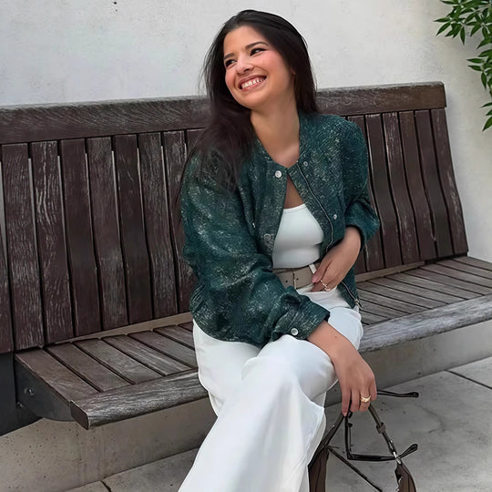 Damen Lässige Oversized-Jacke mit Knopfverschluss Fudus