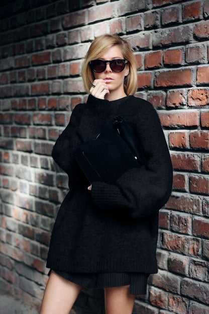 Damen Oversized Strickpullover mit hohem Kragen und extrem weichem Material Fudus