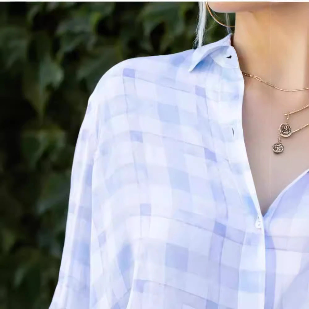 Damen Langärmlige Karo-Bluse Fudus