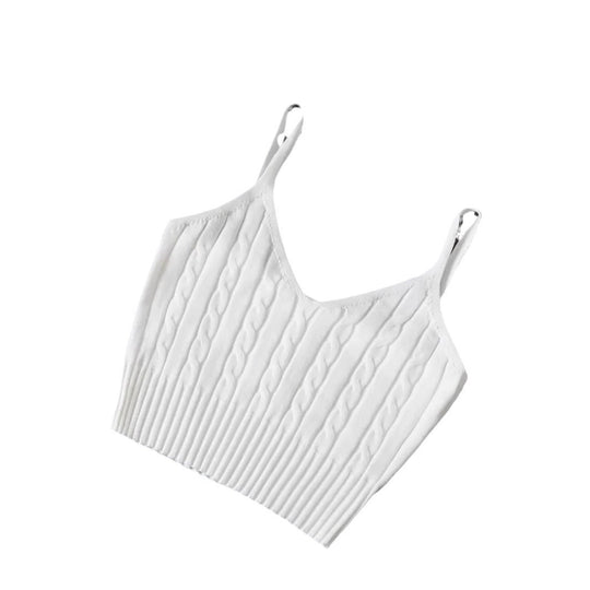 Damen Kurzes Stricktop mit Rippstruktur Fudus