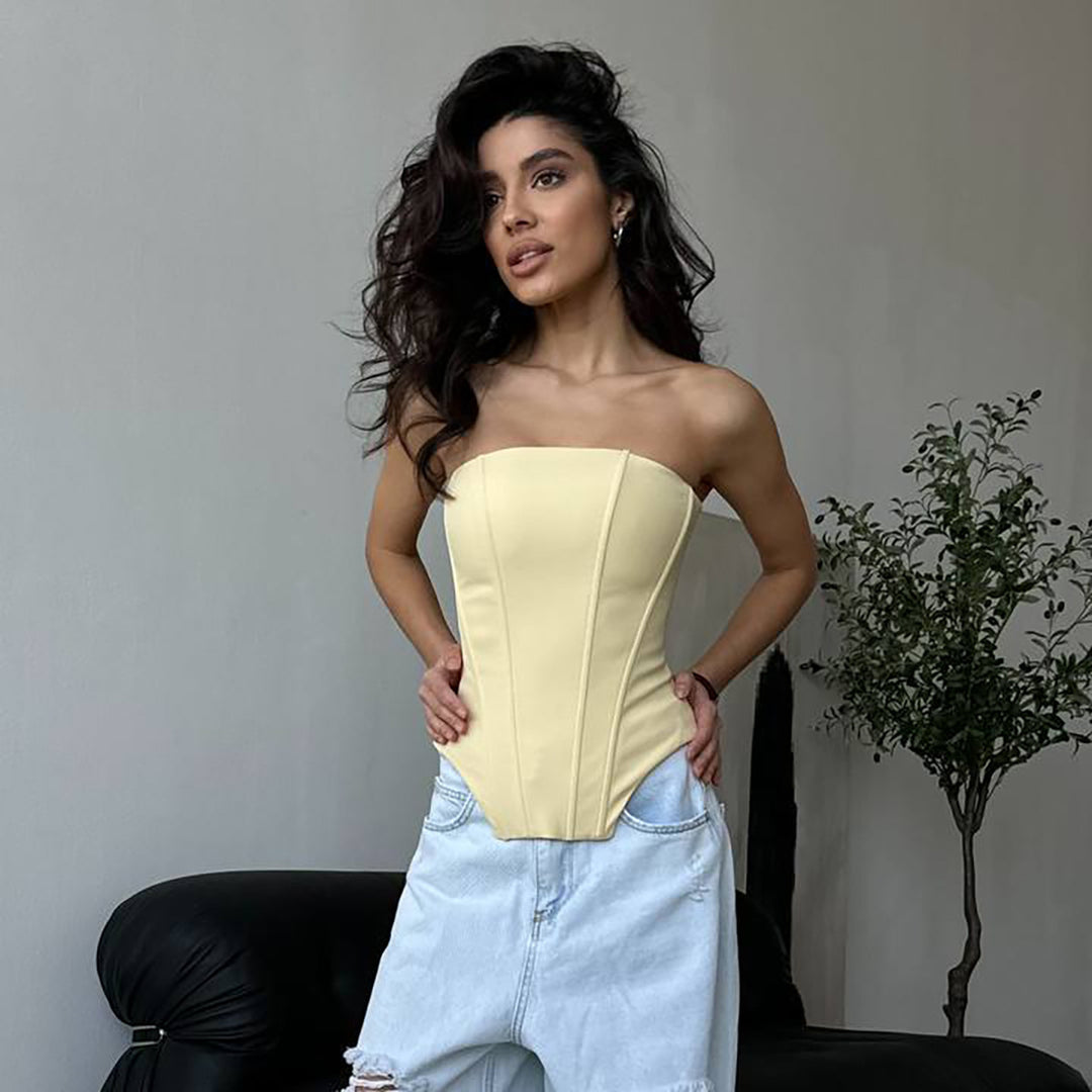 Damen Kurze Blazerjacke mit tailliertem Schnitt und Puffärmeln Fudus