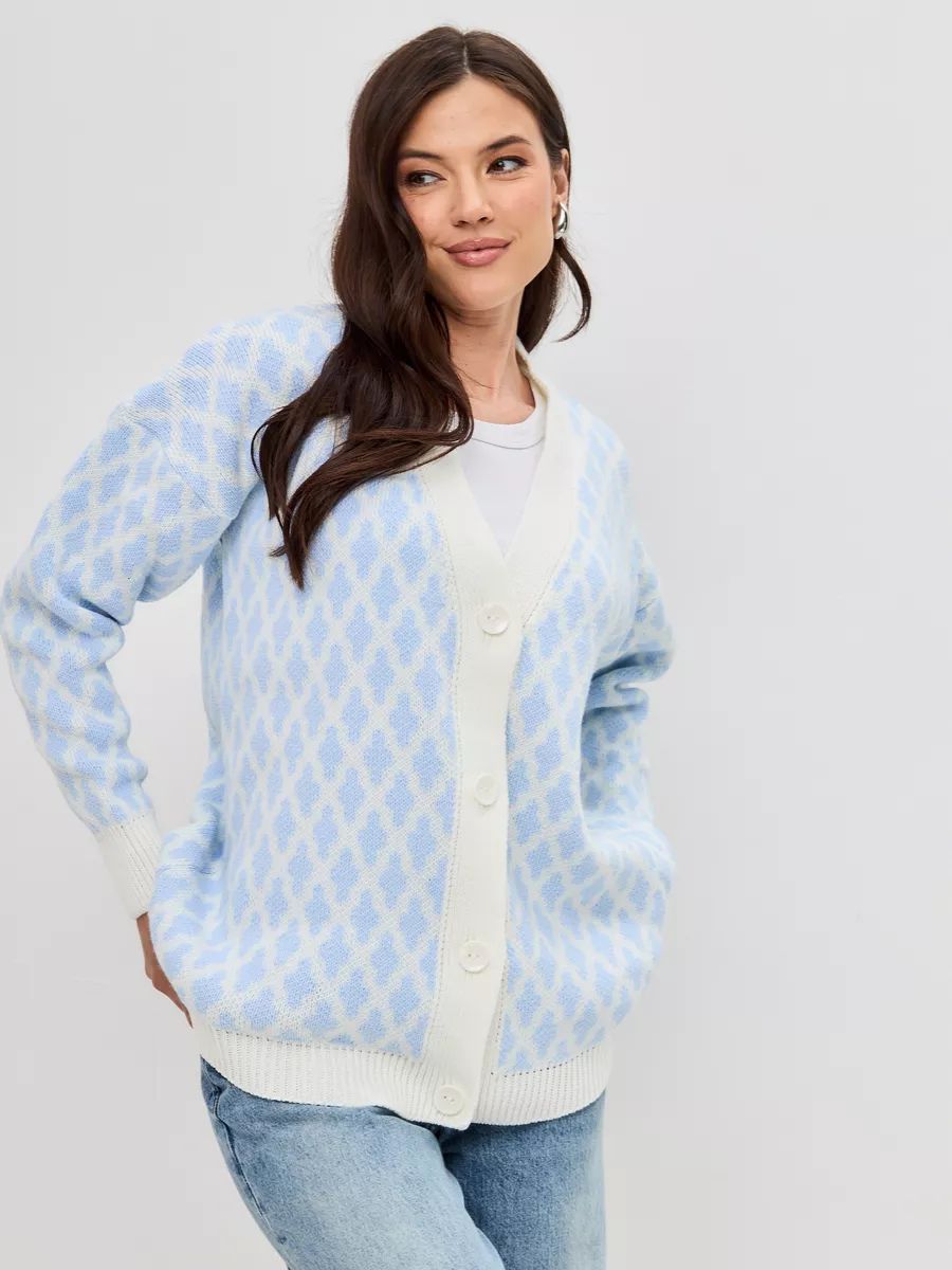 Damen Grobstrickjacke mit modernem Leopardenmuster Fudus