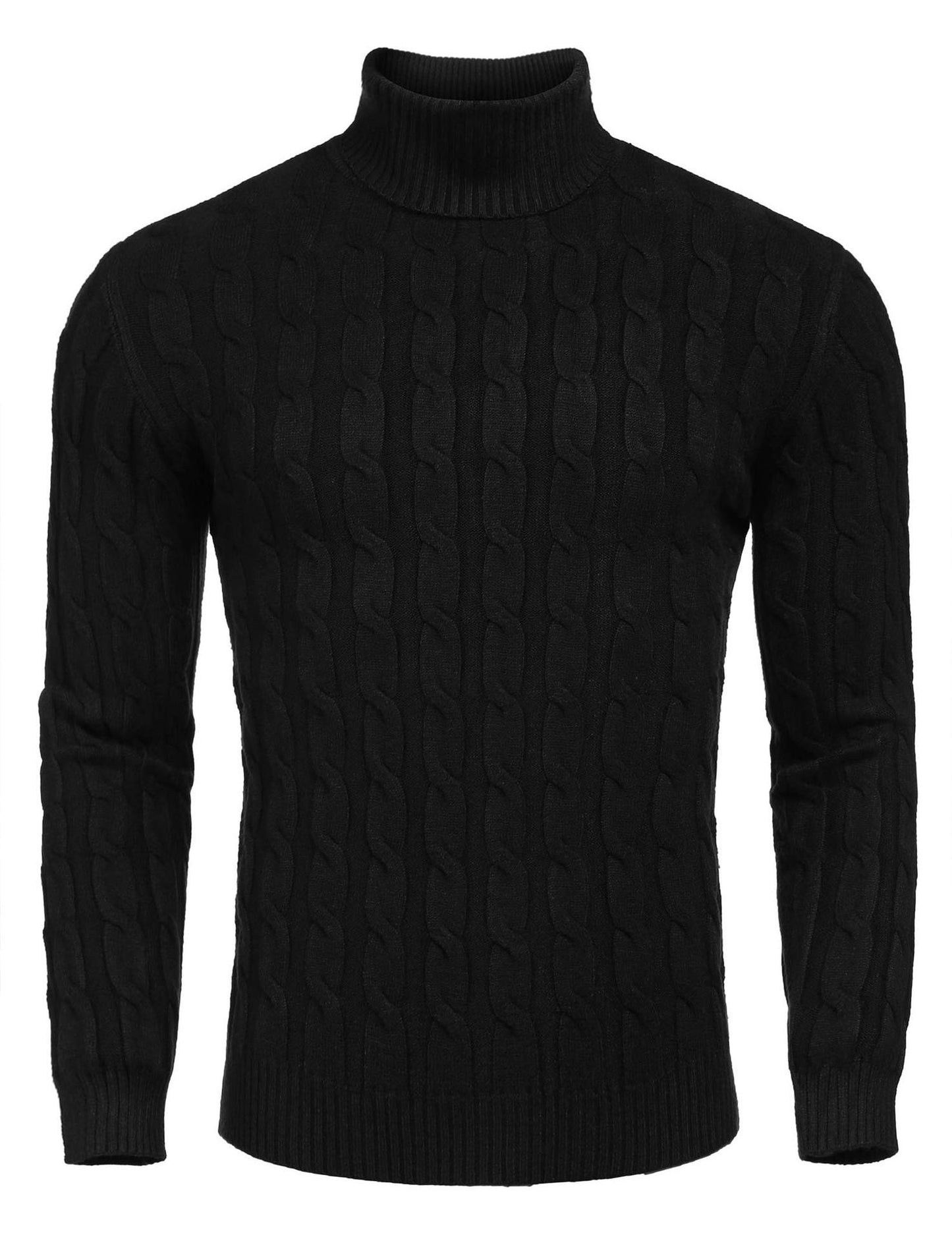 Herren Strickpullover Zopfmuster Warm Weich Hoher Kragen