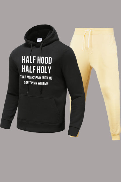 Damen Hoodie und Jogginghose Set mit kraftvollem Aufdruck Fudus