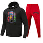 Damen Hoodie- und Jogginghose-Set mit farbenfrohem Comicdruck Fudus