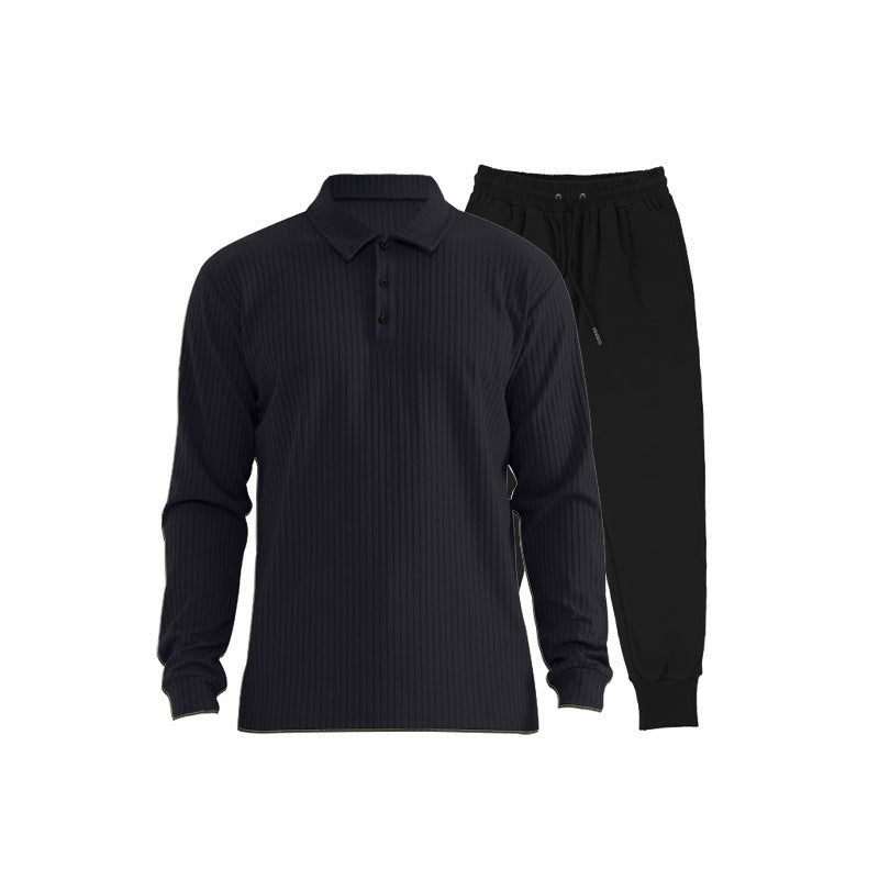 Herren Sportliches Langarm-Polo und Jogginghose Set Fudus