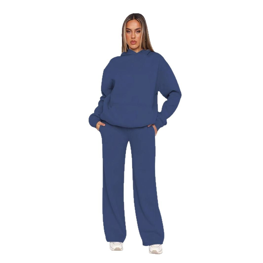 Damen gemütlicher Hoodie und entspannende Pluderhose Set Fudus