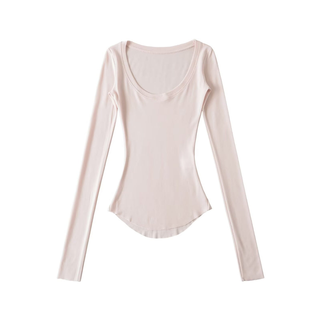 Damen langärmliges T-Shirt mit elegantem Rundhalsausschnitt Fudus