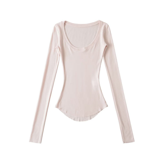 Damen langärmliges T-Shirt mit elegantem Rundhalsausschnitt Fudus